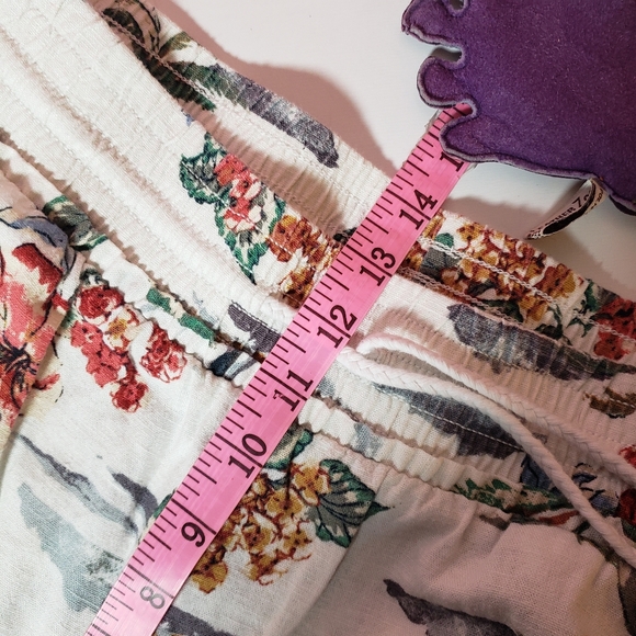 Bundle 2 Wide Leg Pants M Drawstring Elastic Hawaiian Stripes Linen Rayon T & T - Picture 3 of 12